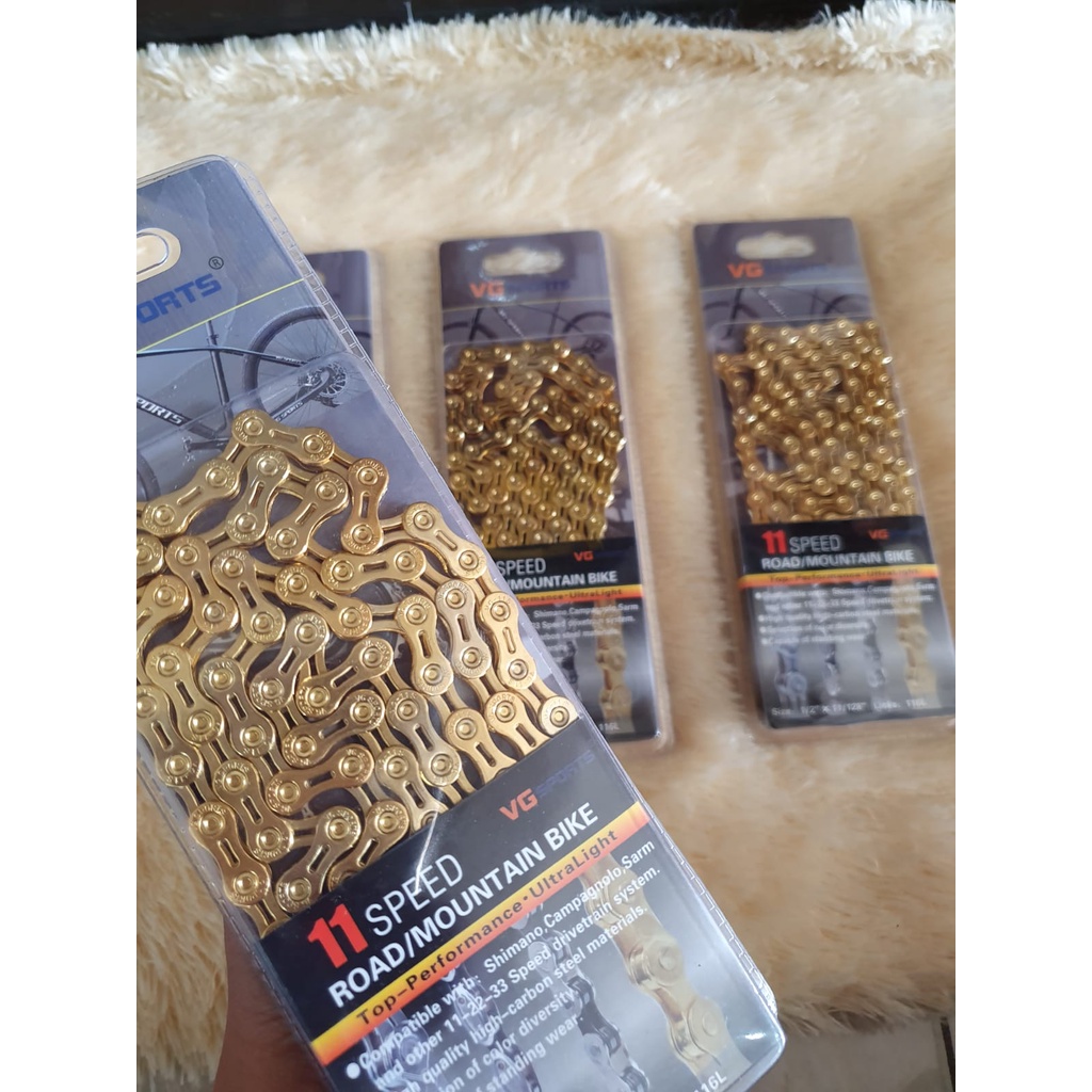 Rantai Sepeda VG Sport Sports 11 Speed G Gold Kuning Bicycle Chain Half Hollow