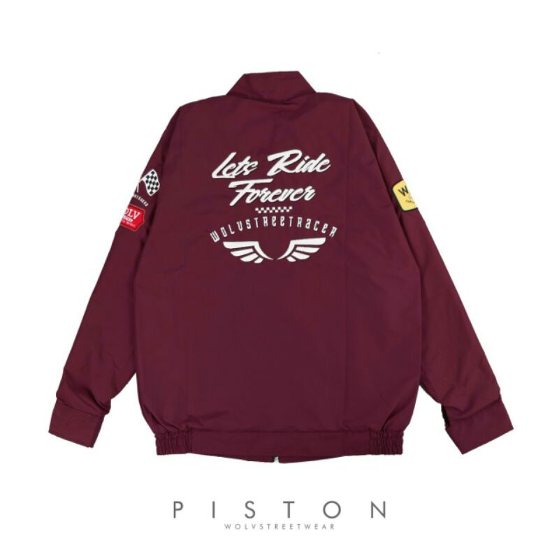 Jaket Piston Maroon Jaket Racing Jaket Wolv Original Product Jaket Parasut Jaket Outdoor Jaket Distro