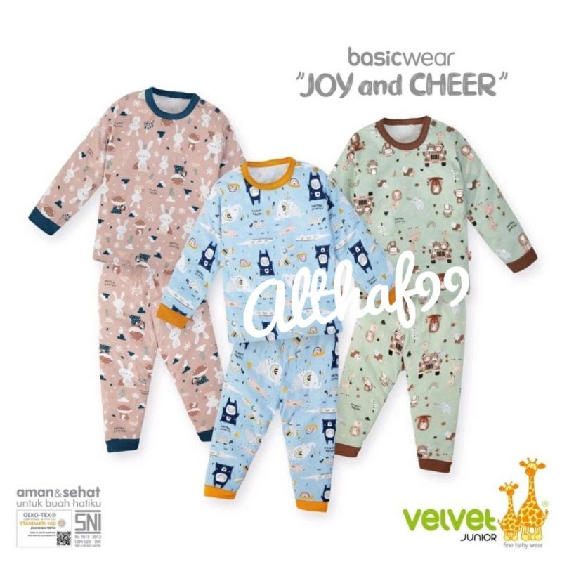 TERBARU Piyama Velvet Junior Motif  "JOY AND CHEER"  Size 2-10 setelan baju tidur anak - piyama Mura