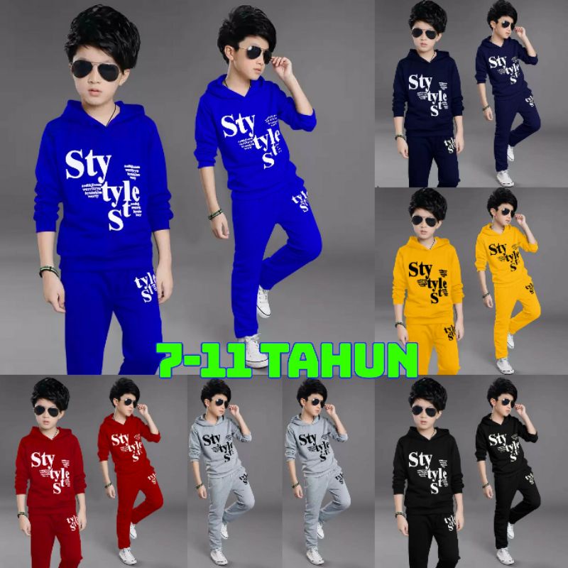 BAJU ANAK KOREA UMUR 7 8 9 10 11 TAHUN SET SWEATER CELANA ANAK LAKI LAKI SET STELAN SETELAN LAKI COW