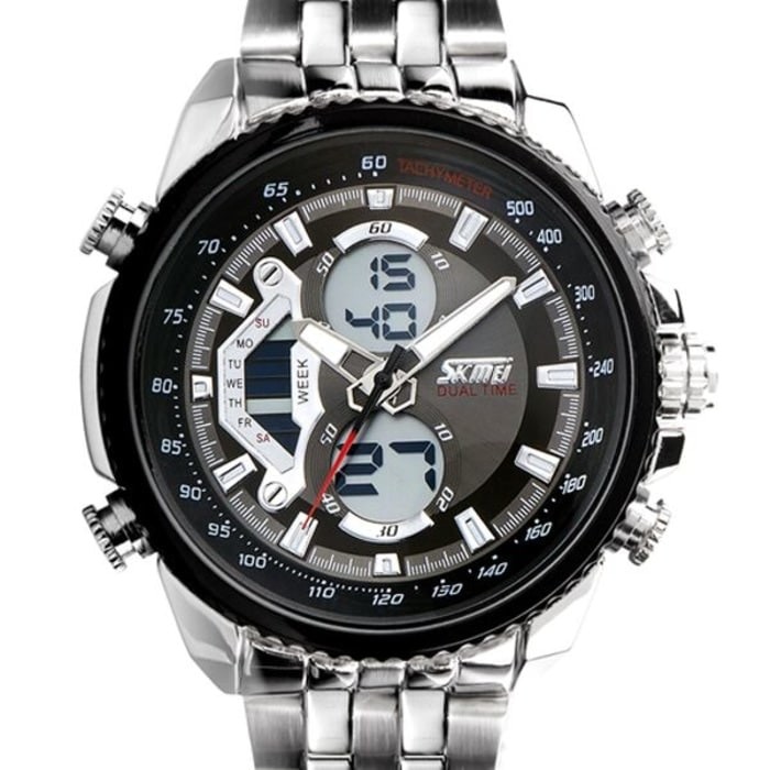 TERMURAH II Jam Tangan Pria Rantai Casual Original SKMEI Tahan Air Anti Karat Ku
