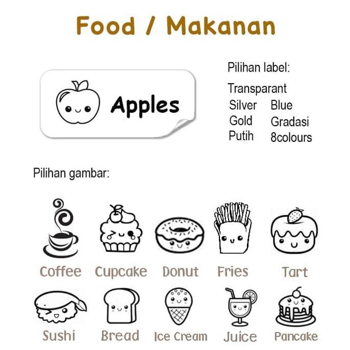 

Discount Food Medium Label Nama Waterproof. Name Stickers Cute Clipart Kawaii Juara