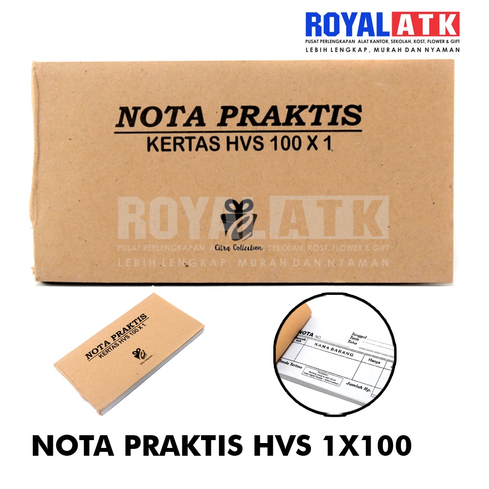 

Nota Kontan Praktis 1 Rangkap Ply 50 Lembar 5x10 cm