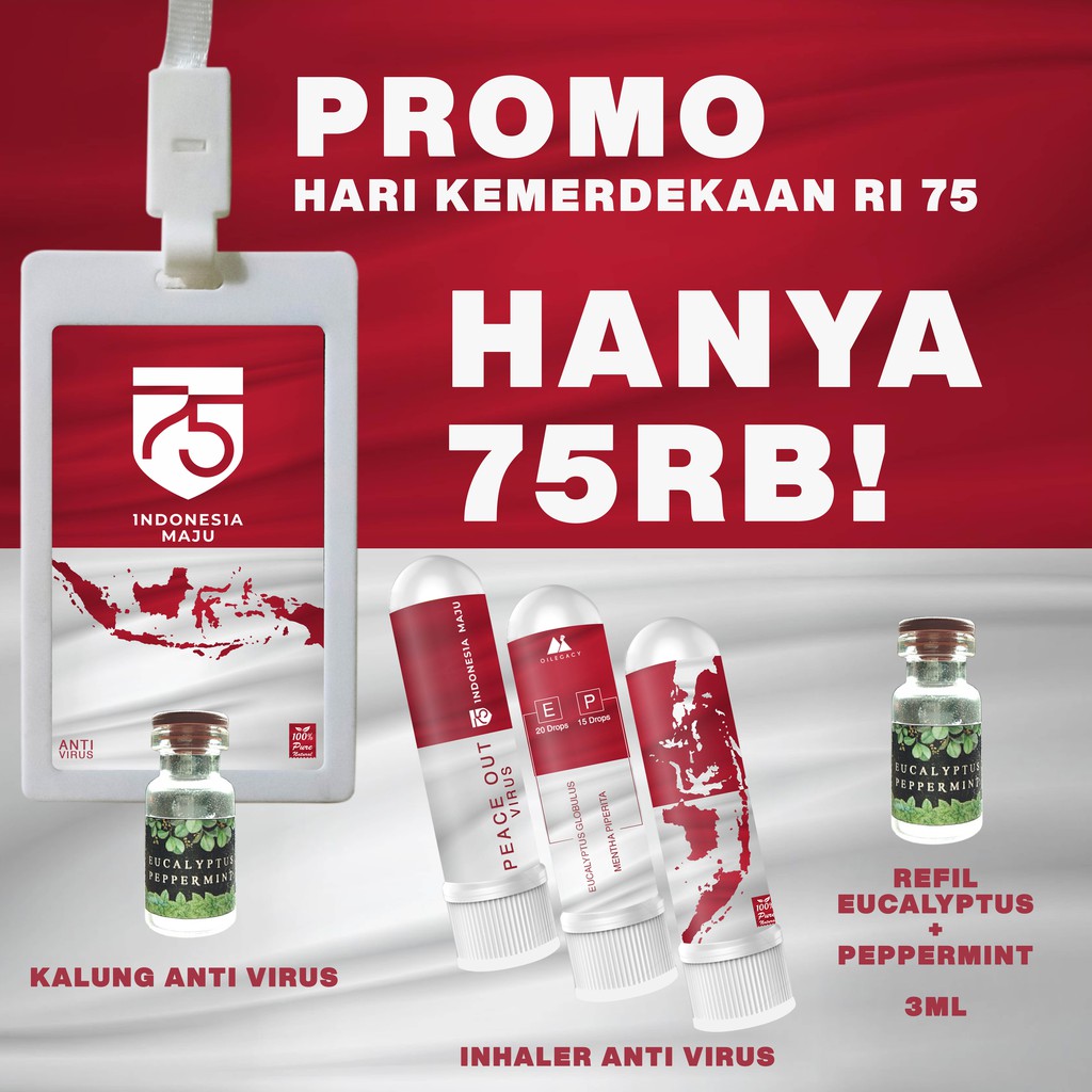 PROMO HARI KEMERDEKAAN RI 75 | EKALIPTUS | PEPPERMINT | KALUNG ANTI VIRUS | ESSENTIAL OIL