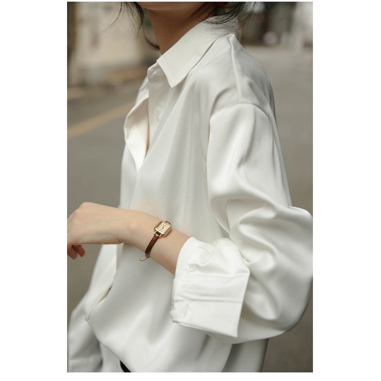 New Fashion Satin Shirt Women Black White Green KEMEJA SATIN PREMIUM atasan korea putih hitam wanita