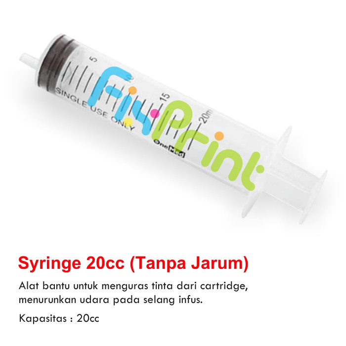 Spuit 20cc Syringe 20 cc Suntikan cairan tinta printer 20ml, Spuid ukuran 20 ml (Tanpa Jarum)