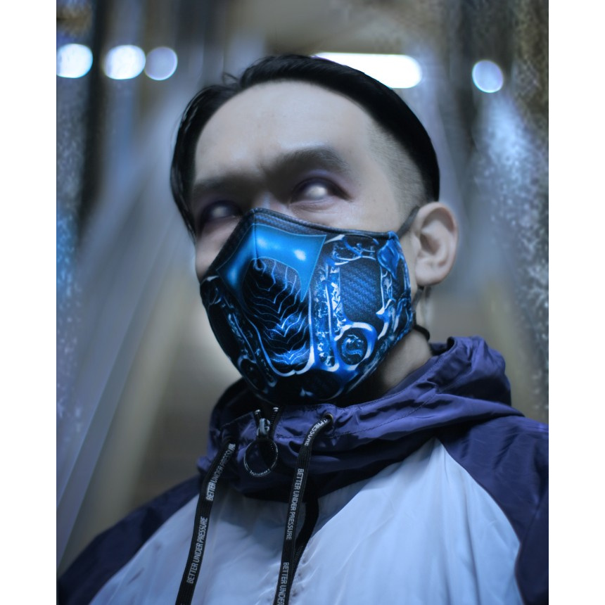 Masker premium full print mortal kombat sub zero