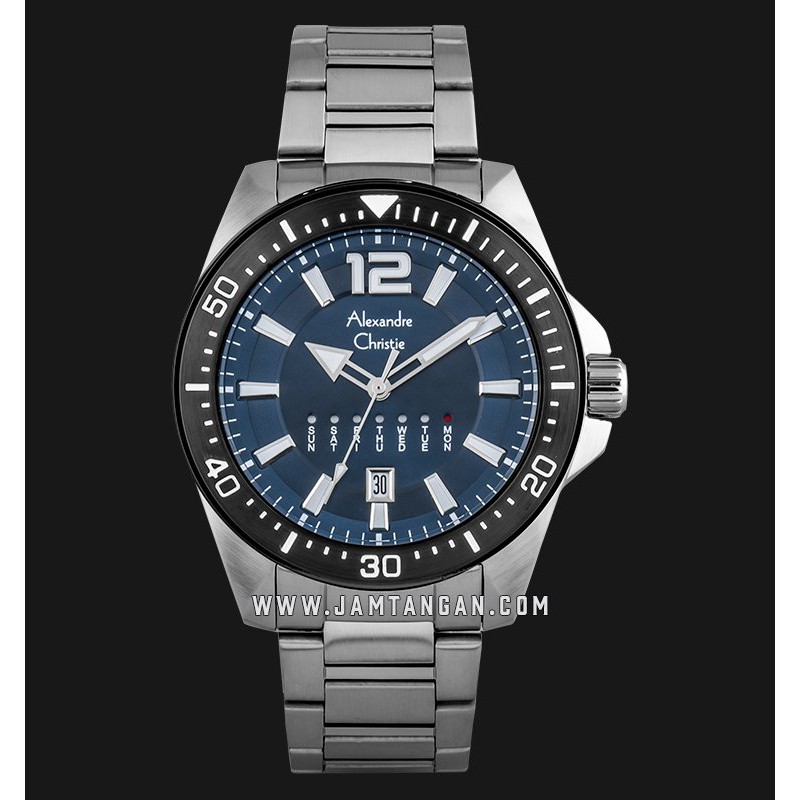 Alexandre Christie AC 6534 ME BTBBU Men Blue Dial Stainless Steel Strap