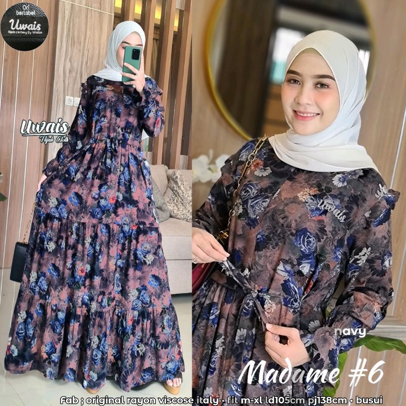 MADAME #6 BY UWAIS/gamis/gamis solo/gamis rayon viacose/dres/gamis maxi/gamis murah/uwais