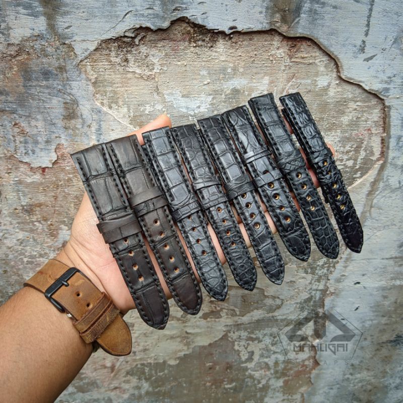 Strap kulit Croco asli / Tali jam kulit aligator / tali jam tangan kulit croco asli