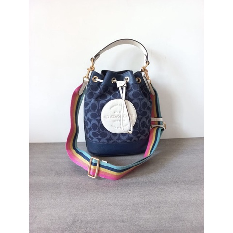 TAS HANDBAG WANITA COACH DEMPSEY DRAWSTRING BAG IN SIGNATURE DENIM ORIGINAL