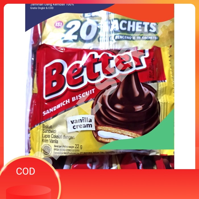 

BETTER SANDWICH BISCUIT 22GR /PAK (ISI 20 SACHET) SNACK MAKANAN JAJAN