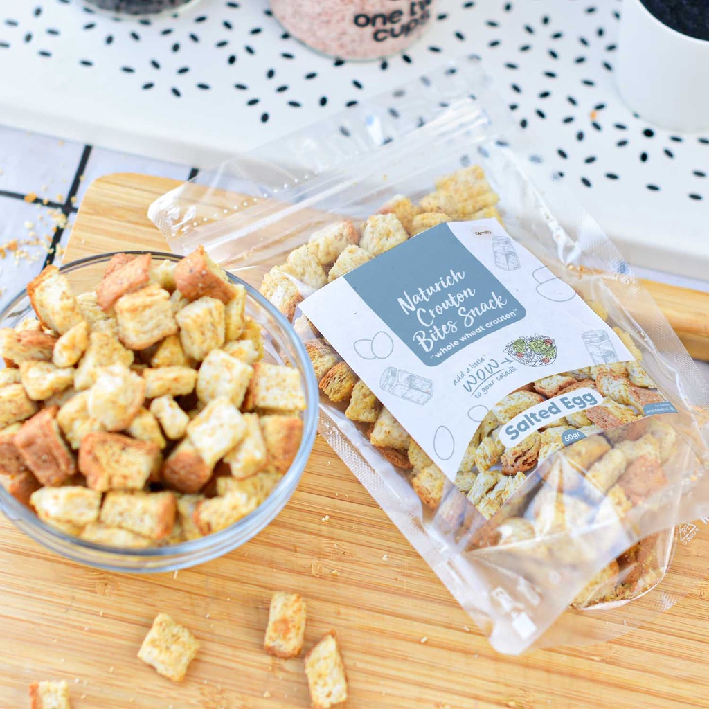 Simply Premium Crouton Bites Snack Salted Egg 60 Gr