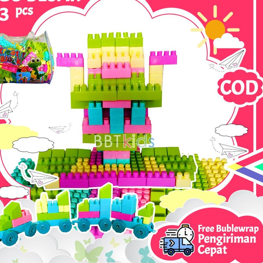 Bagus LEGO BESAR 163 PCS BRICKS BLOCK KREATIF BLOK SUSUN MAINAN EDUKASI ANAK MURAH, Qlt.....