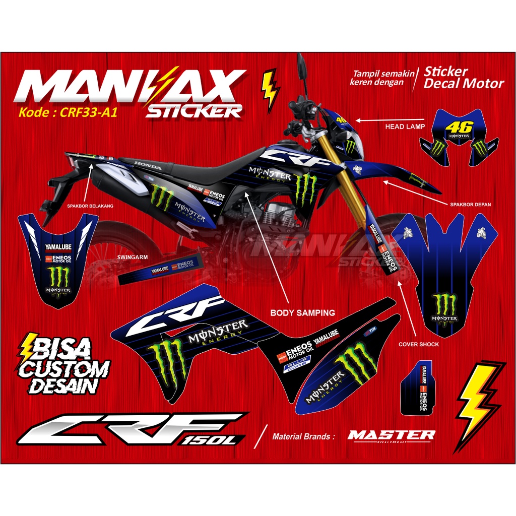 Aksesoris Motor - Decal CRF 150L Fullbody - Sticker CRF 150 L Biru