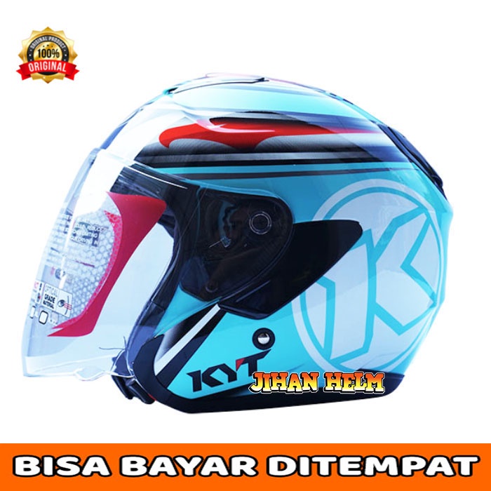 Helm / Helm Kyt / Helm KYT KYOTO Motif Aqua Blue Terbaru