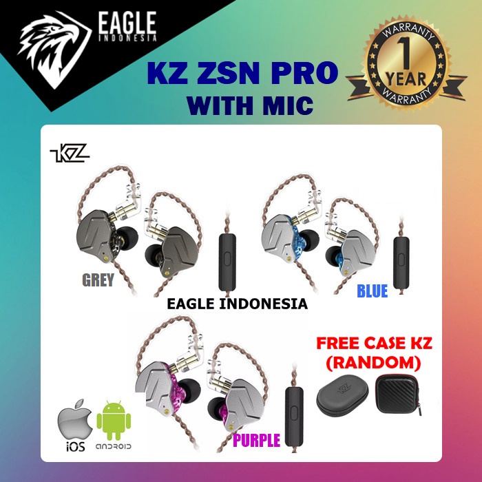 KZ ZSN Pro Knowledge Zenith - Hybrid Earphone - Dual Driver with MIC