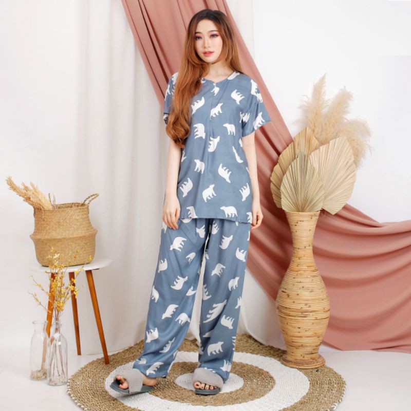 one set polarbear by banez ECER GROSIR TERMURAH SEINDONESIA piyama busui friendly setcel best seller-4