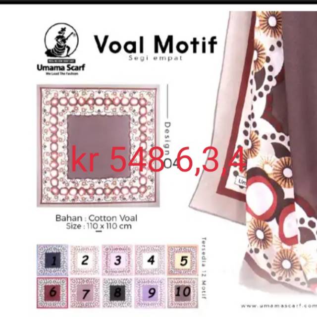 Jilbab segi empat voal motif umama scarf