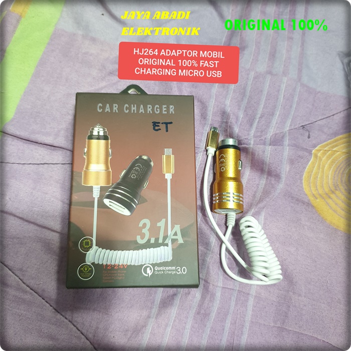 J31 ORIGINAL ADAPTOR MOBIL SPIRAL 2 PORT CHARGER SPRING 3A USB MICRO SUPPORT FAST CHARGING ADAPTIVE TRAVEL ADAPTER  mobil super fast charging micro usb 3A adaptive travel adapter saver cas casan aki accu ac dc charge handphone androit tc quick aki univer