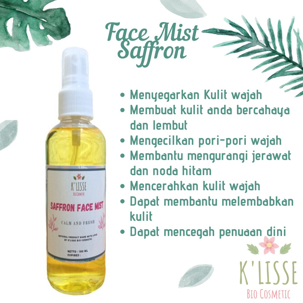 K Lisse Face Mist Saffron 100ml Calm Fresh 100 Original Shopee Indonesia