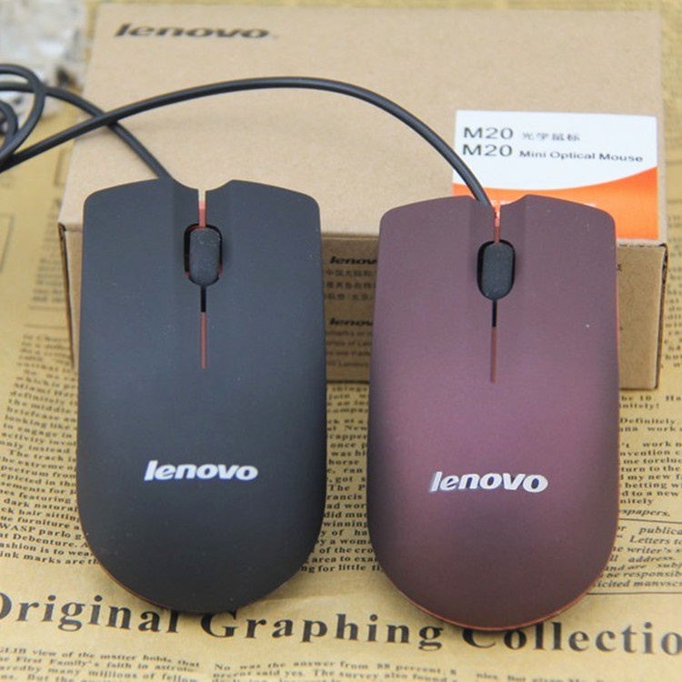 Lenovo M20 Mouse Optikal 1200dpi Tanpa Suara Dengan Kabel Usb