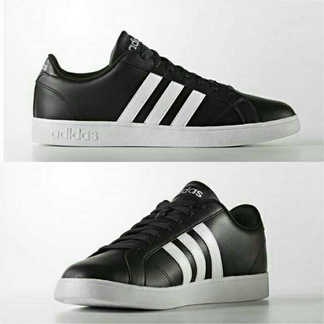 Sepatu Adidas Pria Original Adidas Neo Basseline Black White Kets Sneakers