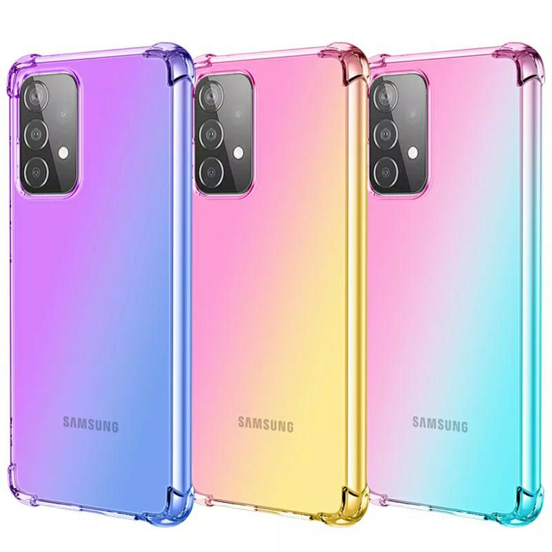 Case Casing Shock Gradient Case Samsung Galaxy A72 / A52 2021 Rainbow Clear Cover AntiCrack