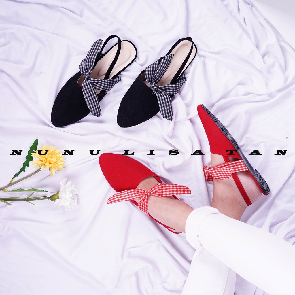 NunuLisaTan ALFA - Termurah Flatshoes Teplek wanita  Pita Kain KTK Tali