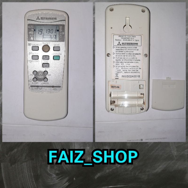 Remote AC MITSUBISHI RKX502A001B Original Second Free Baterai