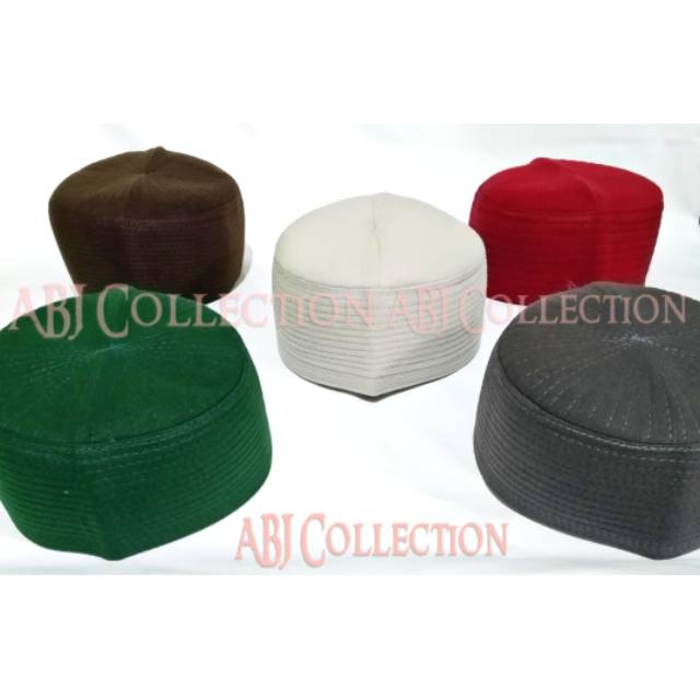 Peci Bludru betawi /peci imamah kepala beludru habib warna hijau botol abu merah marun coklat dewasa
