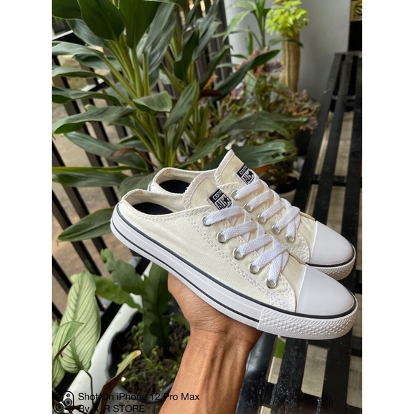 BISA COD!!SEPATU BUSTONG TANPA TUTUP BELAKANG UNTUK PRIA DAN WANITA WARNA CREAM PREMIUM HIGT QUALITY FREE BOX