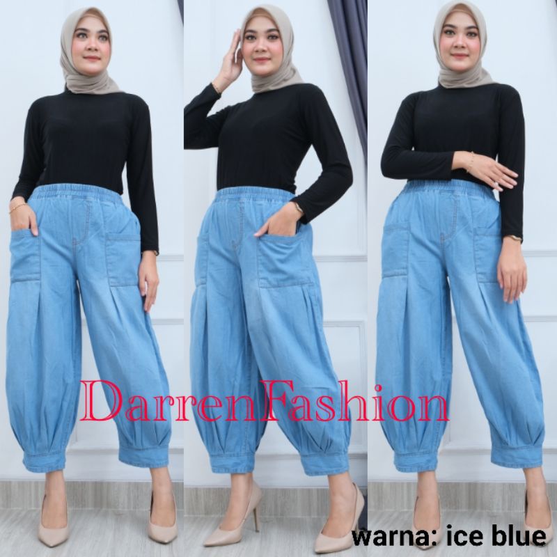 Celana Panjang Baggy Pants Hoppy Jeans Denim Wanita Boyfriend Jumbo Begi Cewek Kekinian