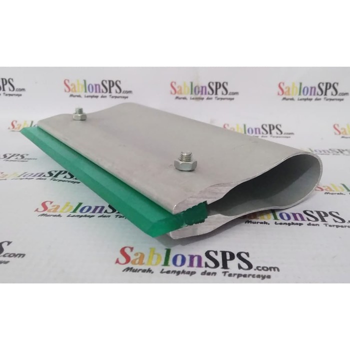 Gagang Rakel Kecil Alumunium BL 10cm+Rakel Hijau Lancip Sablon FRTN