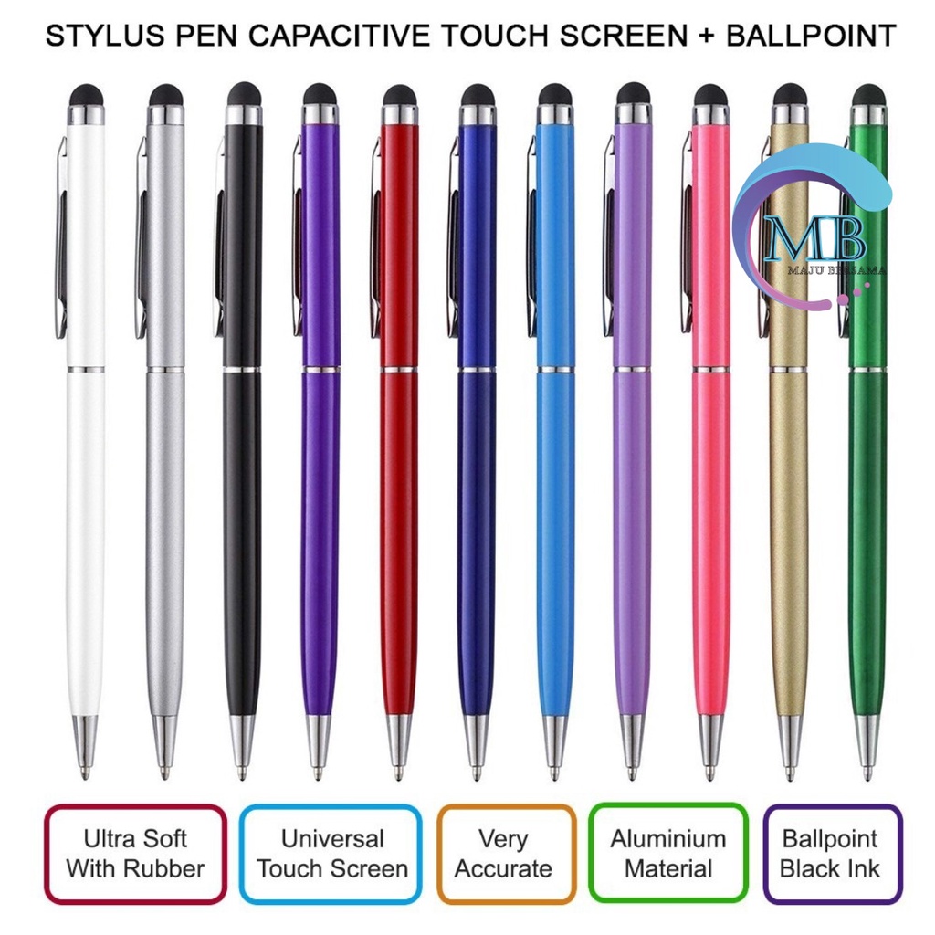 Stylus pen UNIVERSAL 2in1 ballpoint pulpen pena smartphone handphone hp touchscreen touch screen sensitive tablet capacitive MB2417