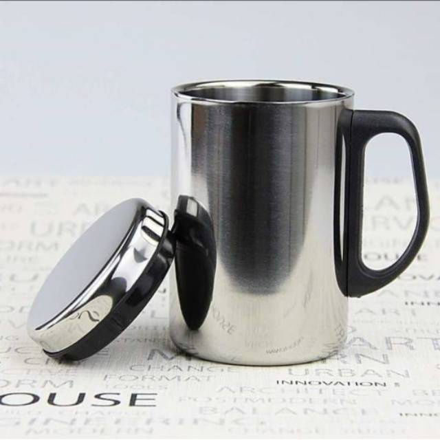 TERMOS MUG STAINLESS STEEL GELAS MUG 500ml FREE BUBLE / cangkir kopi teh susu tahan panas dingin es meja kerja nonton drakor ruang tamu kamar tidur ruang kerja memancing camping piknik