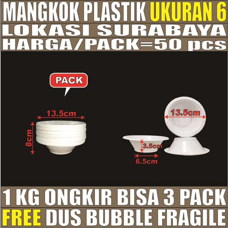 Mangkok Plastik M6 uk 6 Sedang atau Mangkok M7 uk 7 Besar Per Pack Mangkok Makan Sekali Pakai SBY