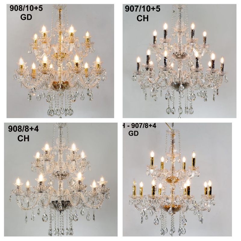 Lampu Gantung Kristal Air & Kristal Gelas 2 Tingkat