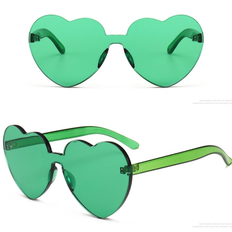 Love Heart Shaped Sunglasses Vintage Frameless Trimming Transparent Heart Glasses