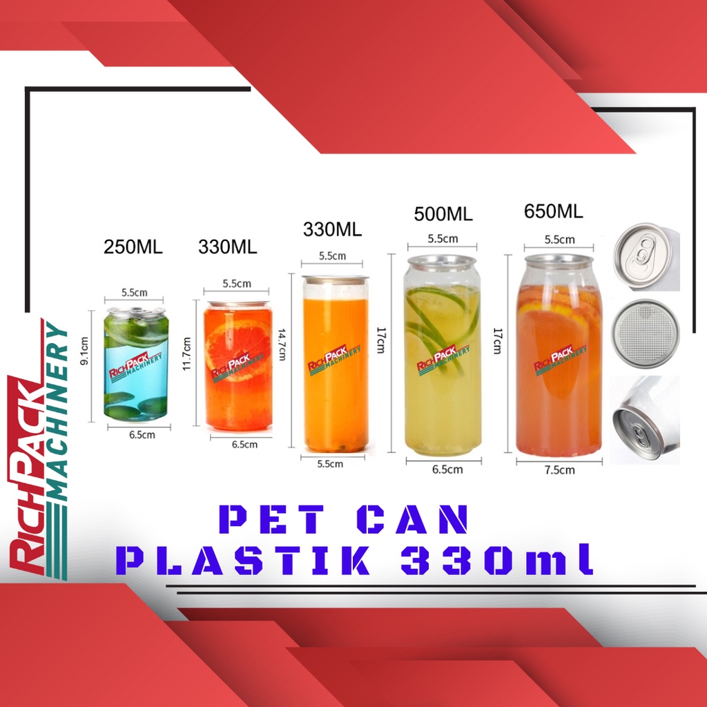 Botol Pet Can Kaleng Plastik Transaparan 330ml