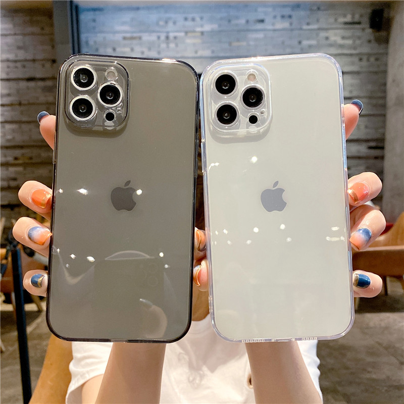 Soft Case Transparan Warna Hitam Dan Putih Untuk Iphone 6 6s 6plus