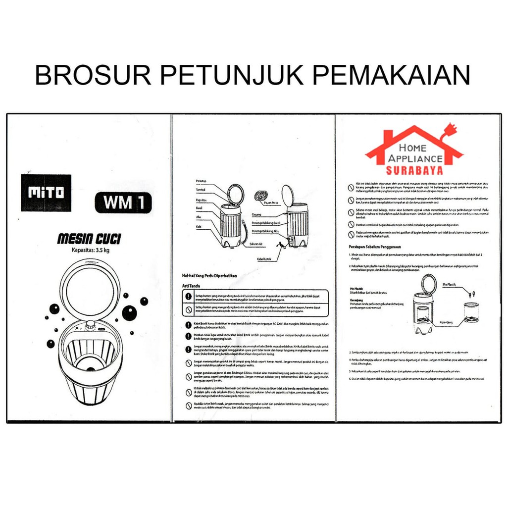 Mesin Cuci MITO MITOCHIBA Mini Kapastias 3.5 KG WM-1 / WM1 / WM 1