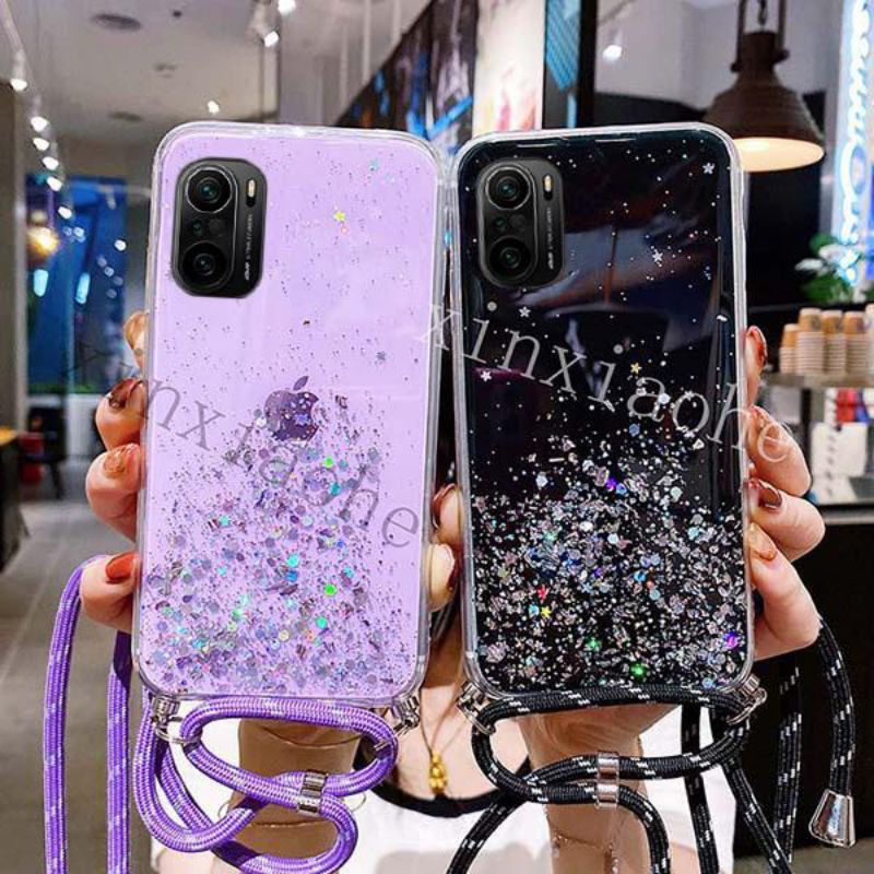 Case Tali Nagita Xiaomi Poco F3 Redmi K40 K40 Pro Lanyard Glitter Gantungan