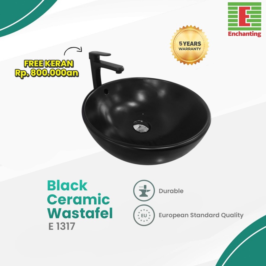 SET Wastafel Cuci Tangan Keramik Europe Enchanting E1317 Model Bulat
