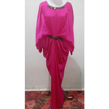 gaun pesta satin/ long dress pesta/ preloved