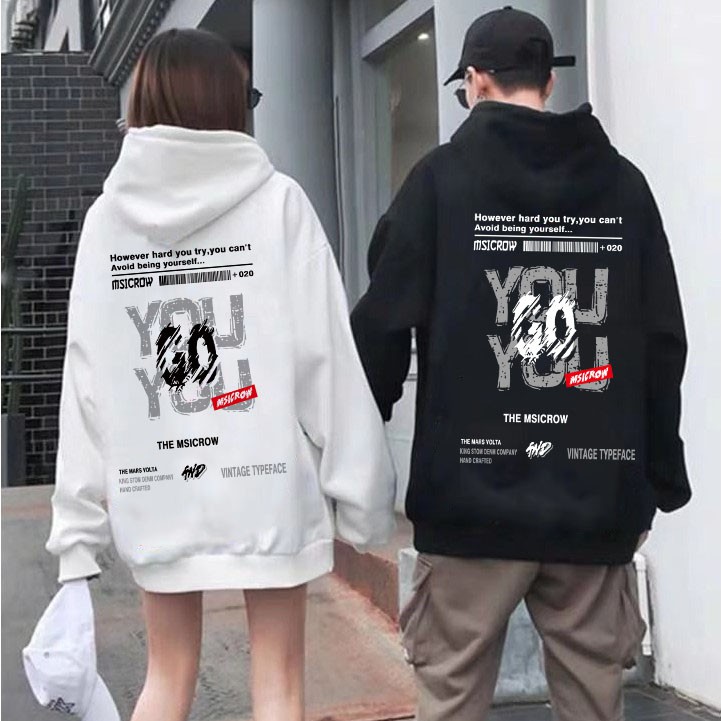 PROMO COD Hoodie Couple Pria Wanita Korean Oversize ins YOU Street fashion letters printing Crew neck hooded sweater Men and women couple hoodies