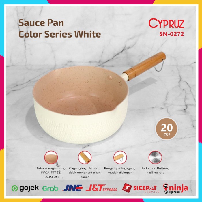 Sauce Pan Cypruz SN-0272 Color Series 20cm / Panci Susu Warna Putih