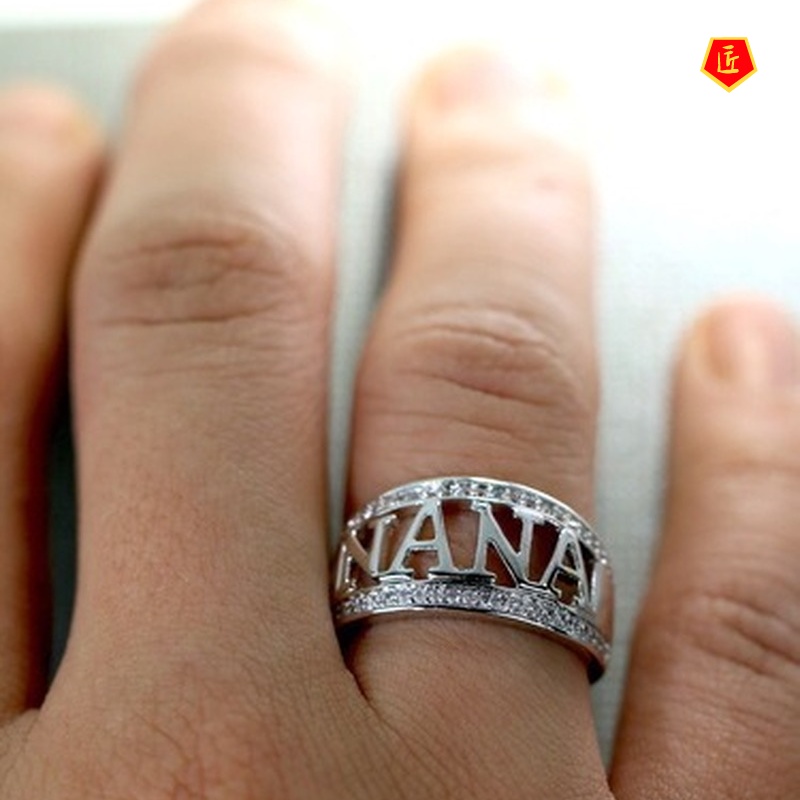 [Ready Stock]18K Platinum Diamond-Studded Ring Creative Personality