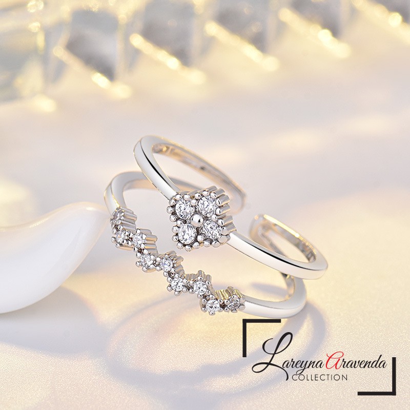 Cincin Silver S925 Wanita Model Kristal Mahkota Bunga CC024