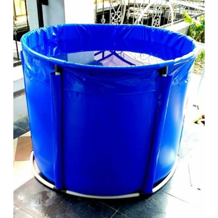 kolam terpal bulat D.1.2 T.1m + berselot buat paralon bahan PVC orchid